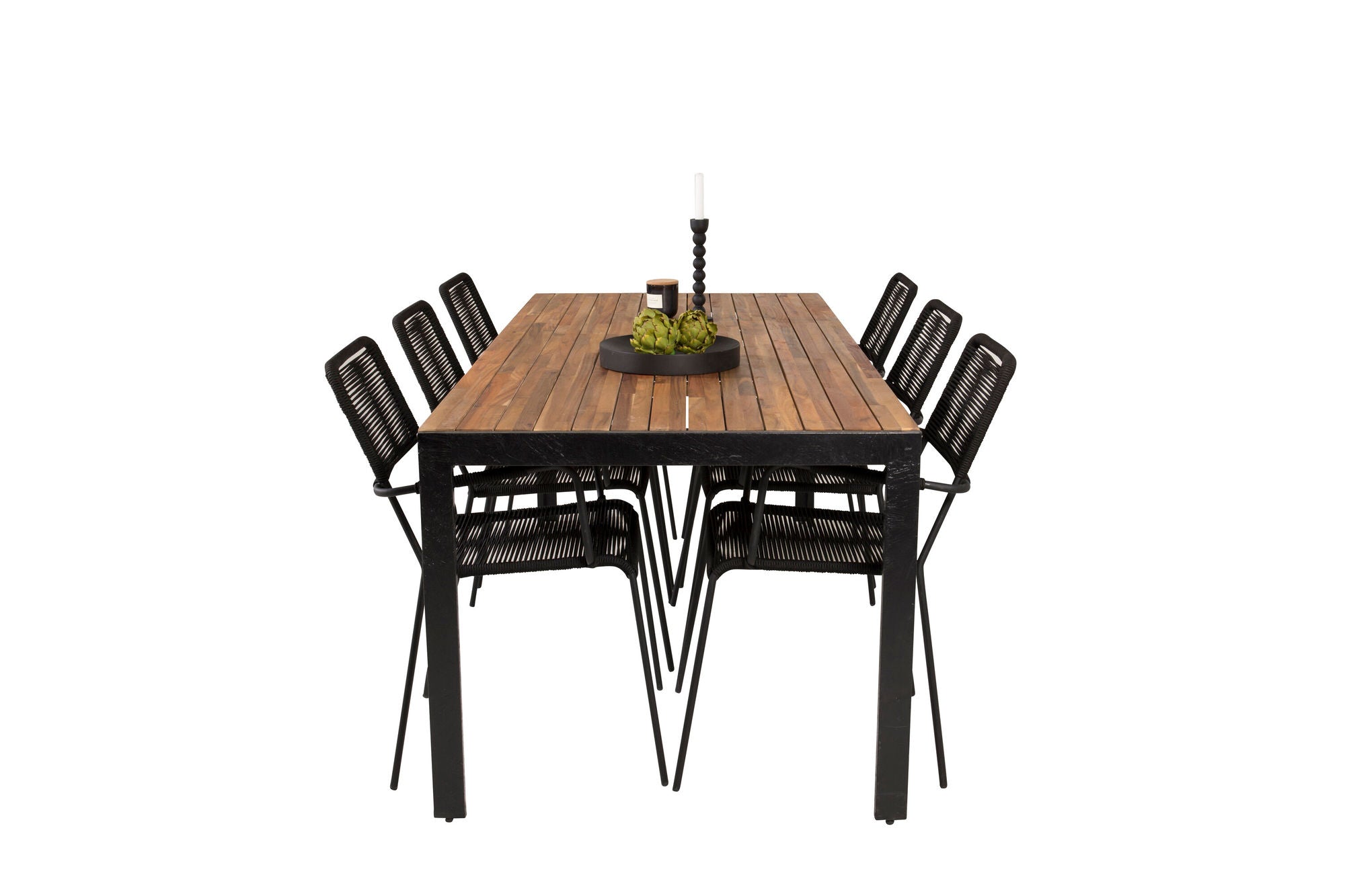 Venture Home Bois spisebord 200*100cm - Black Legs / Acacia +Lindos Armchair - Black Alu