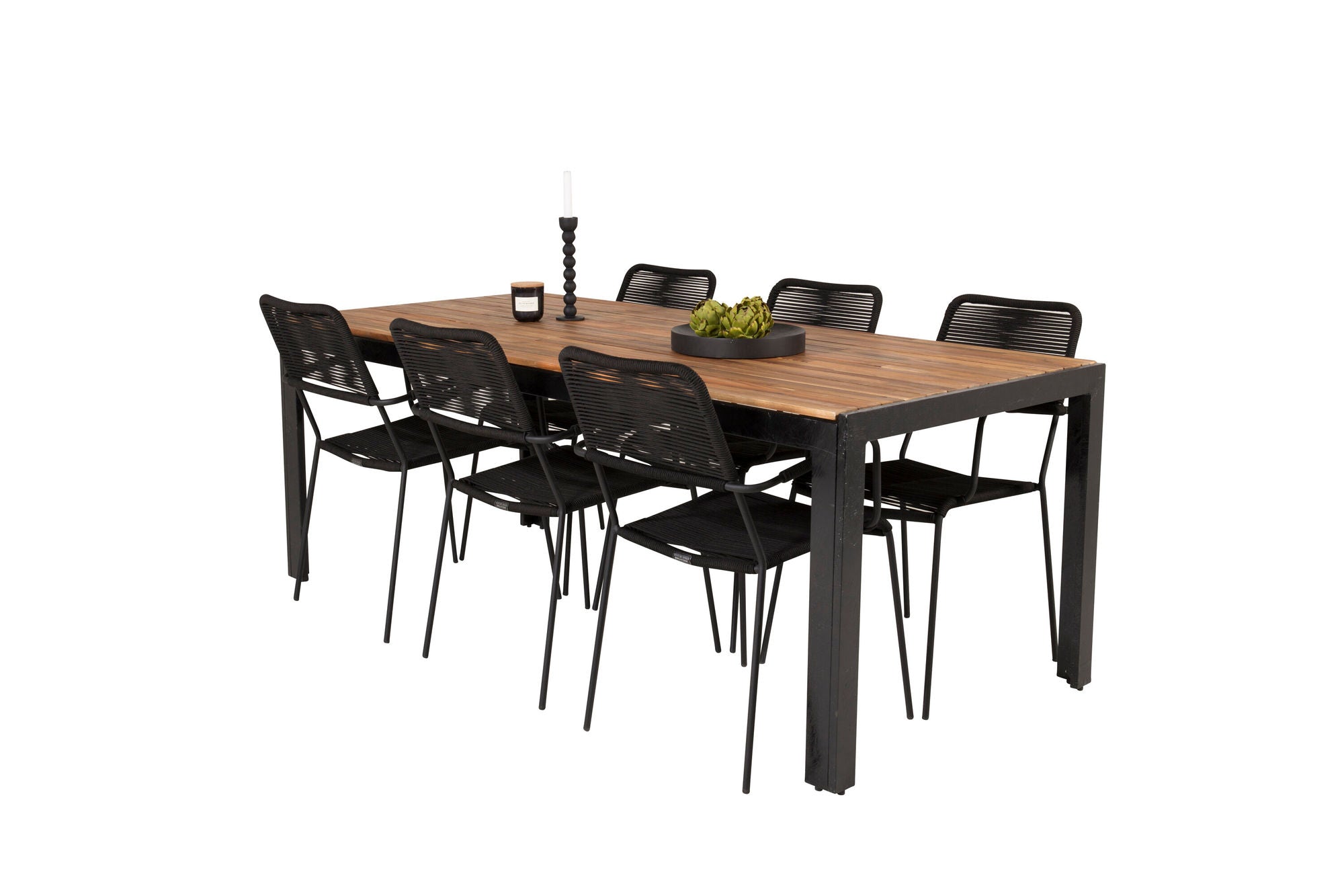 Venture Home Bois spisebord 200*100cm - Black Legs / Acacia +Lindos Armchair - Black Alu