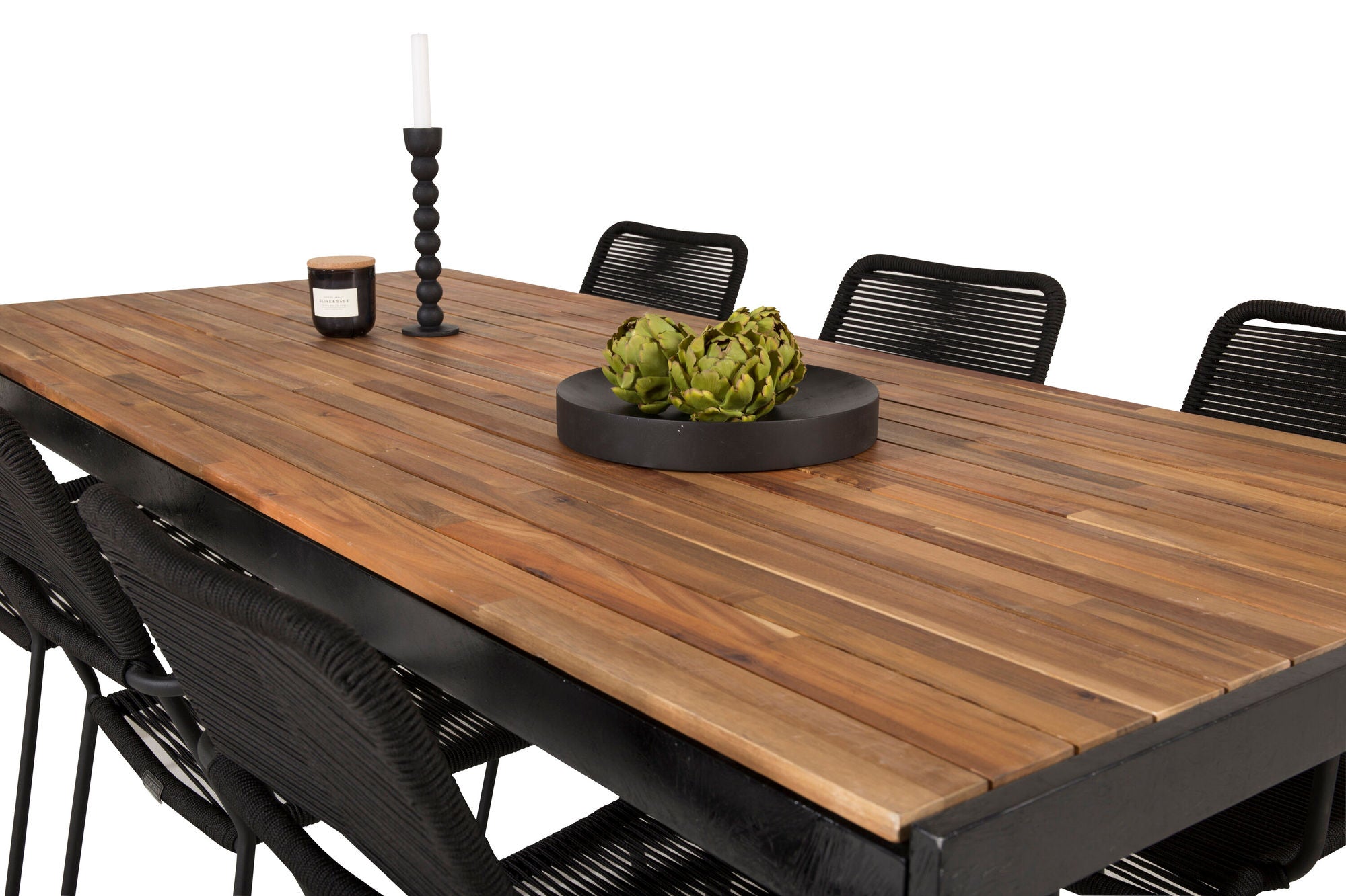 Venture Home Bois spisebord 200*100cm - Black Legs / Acacia +Lindos Armchair - Black Alu