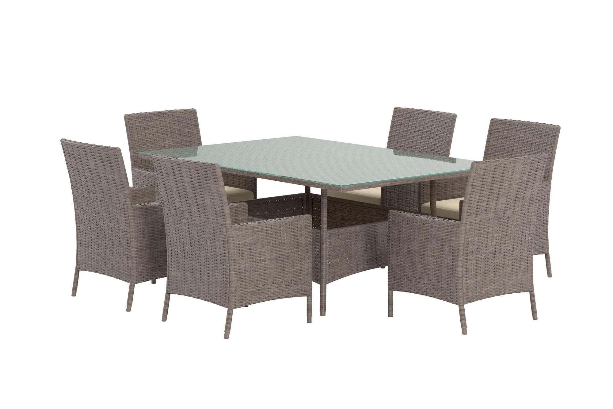 Venture Home Lefkas Rectangular Dining Set - Brown Steel Rattan