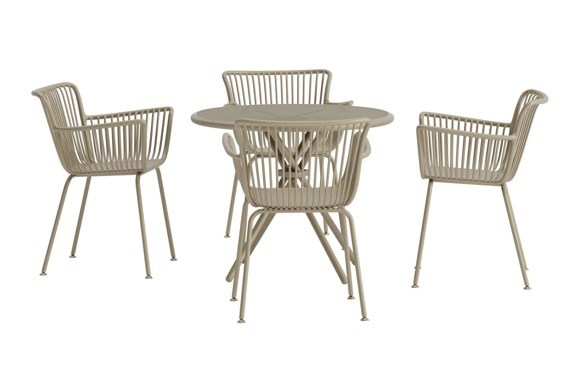 Venture Home Sifnos rund Dining Set 5 pcs - Beige / Beige