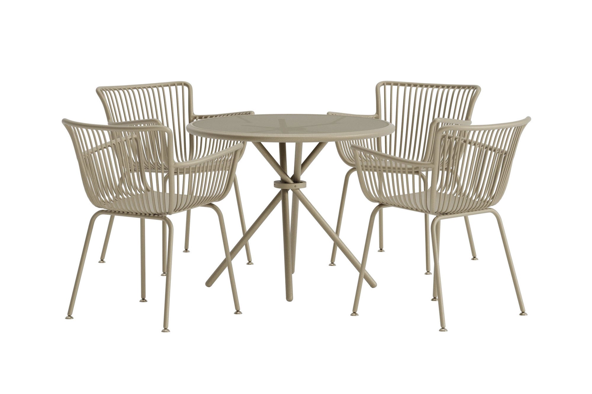 Venture Home Sifnos rund Dining Set 5 pcs - Beige / Beige
