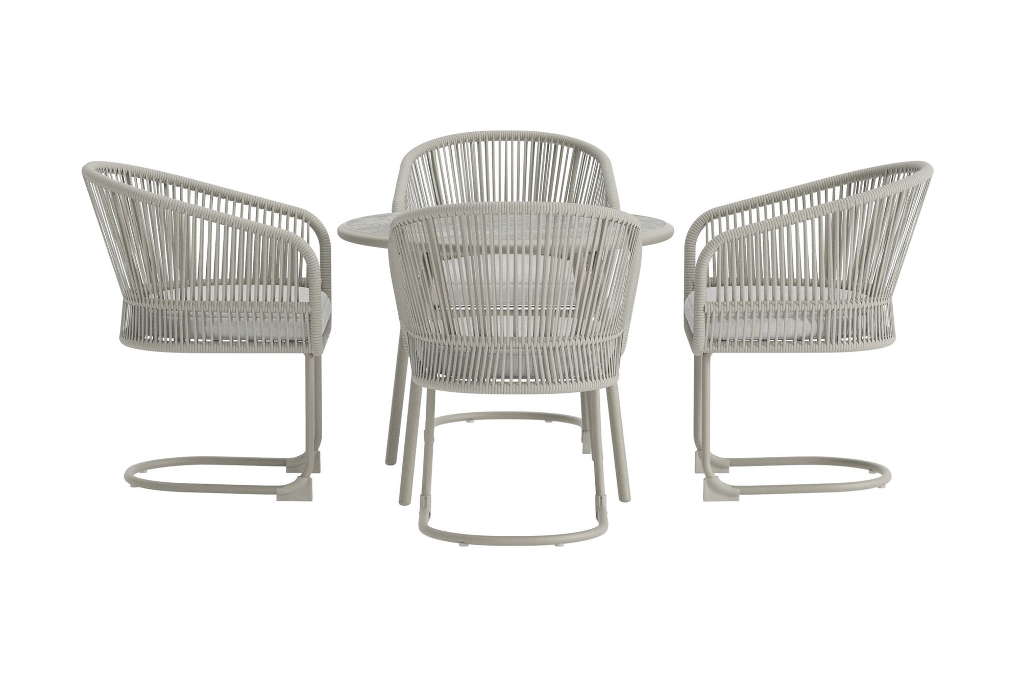 Venture Home Tilos rund Dining Set 5 pcs - Light Grey Wicker / Beige