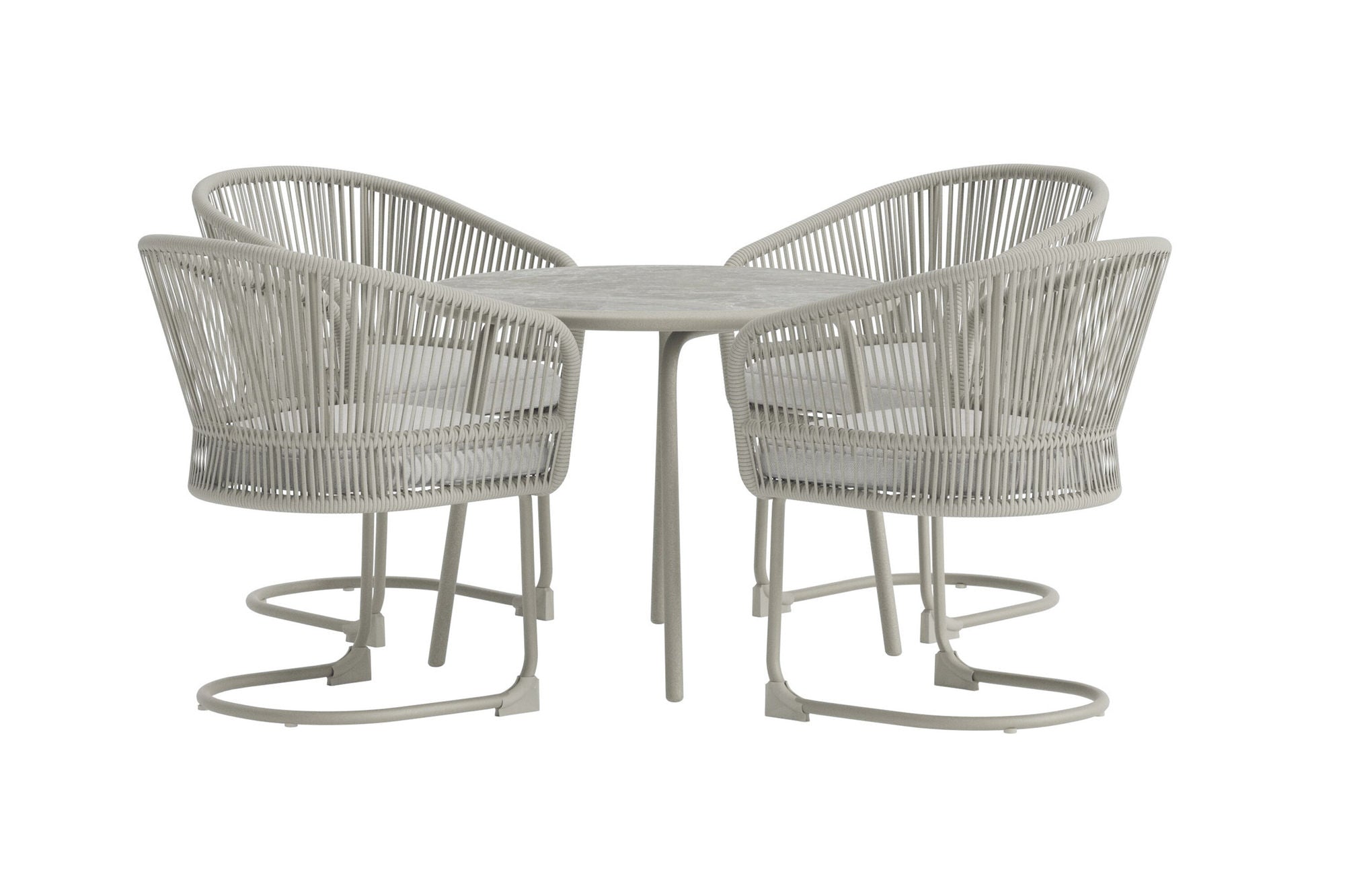 Venture Home Tilos rund Dining Set 5 pcs - Light Grey Wicker / Beige