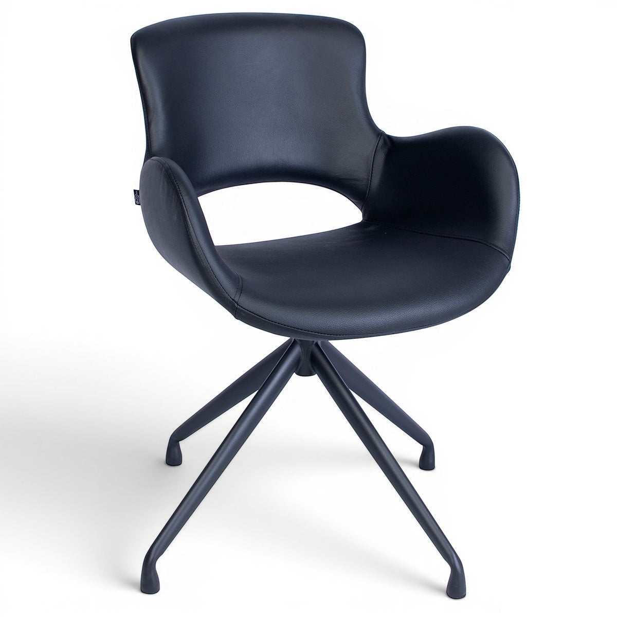 Spisebordsstol Sort Læder (Model: Luna) (2 stk.)